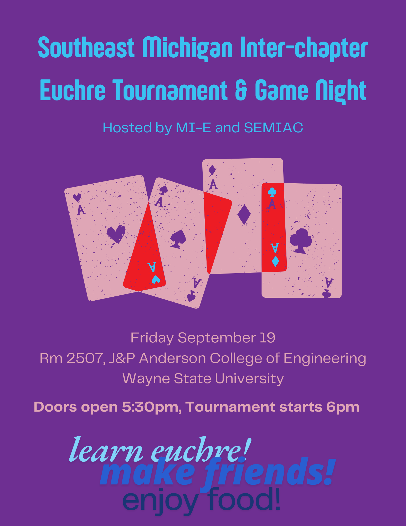 Southeast Michigan Inter-chapter Euchre Tournament & Game Night